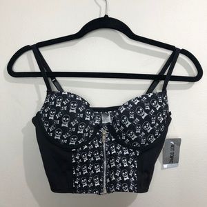Hot Topic • Black Skull Bralette / Crop Top